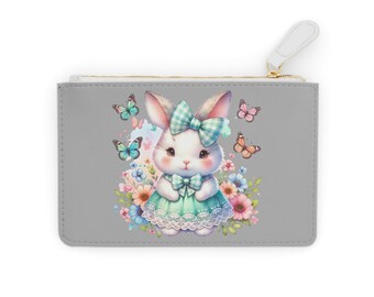 Coquette Rabbit Print Mini Clutch Bag - Chic Vegan Leather Accessory