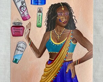 Desi Art Print / South Asian / Love Your Skin / Desi Girl / Melanin / South Asian Art / Dark Skin Art / Indian Art Print / Brown Girl