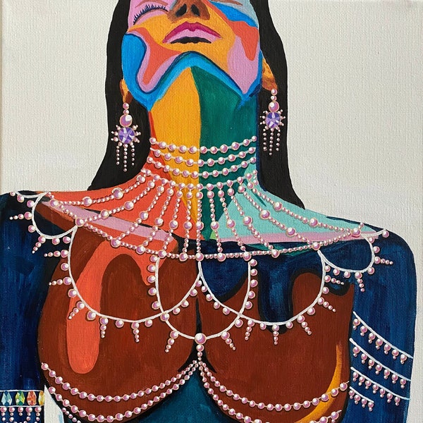 Desi Art Print / South Asian Art Print / Desi Women Print / South Asian Women / Desi Girl Art / Pearl Art / Jewelry Art / Brown Girl Art /