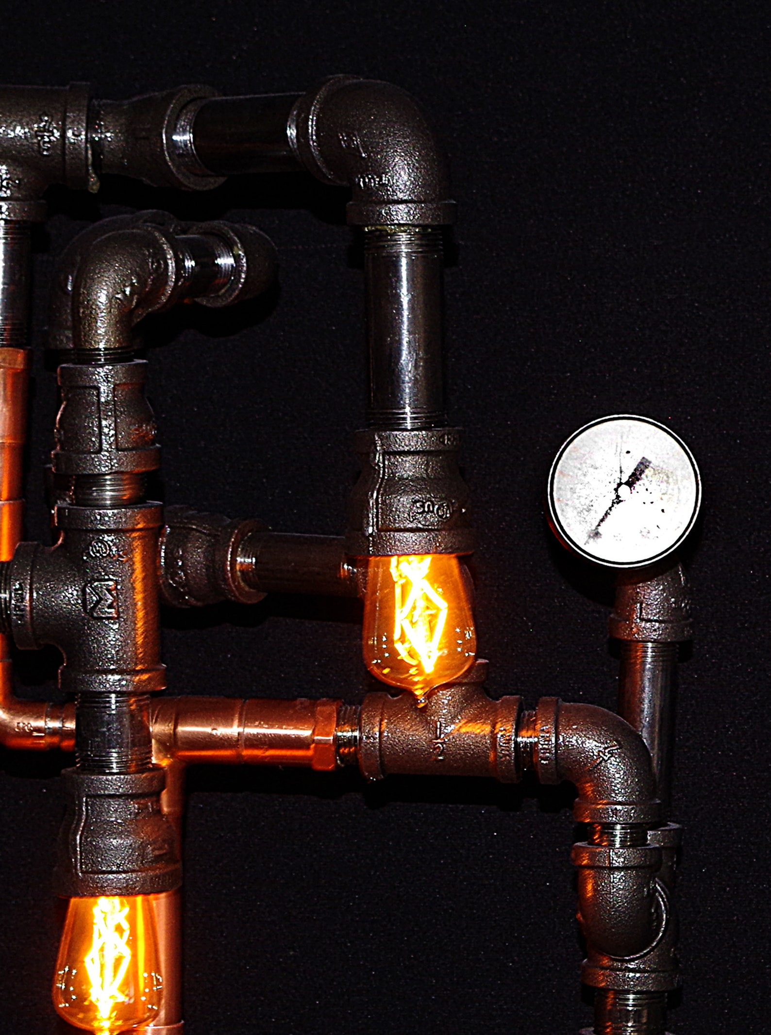 Steampunk Lamp,copperhead Pipe Lamp, Black Pipe, Table Lamp Etsy