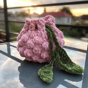 Crochet pouch berry - Handmade fruit - Cosmetic bag for her - Accessory Pouch - Bubble bags - Barb сolor - Cute pouch for a lady