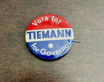 Vintage Vote for Tiemann for Governor Nebraska '66 Campaign Pinback Button