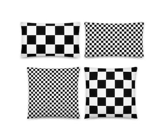 SKA STUFF | Checkered Pillow - Double Sided Print | Black and White Checkers