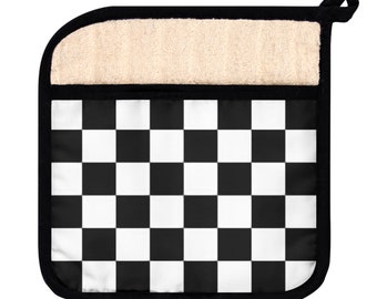 SKA STUFF | Black and White Checkered Pot Holder with Pocket