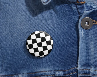 SKA STUFF | Black + White Checkerboard Pins | 1.25&quot; 2.25&quot; 3&quot; | Pinback Buttons Badges Pins |