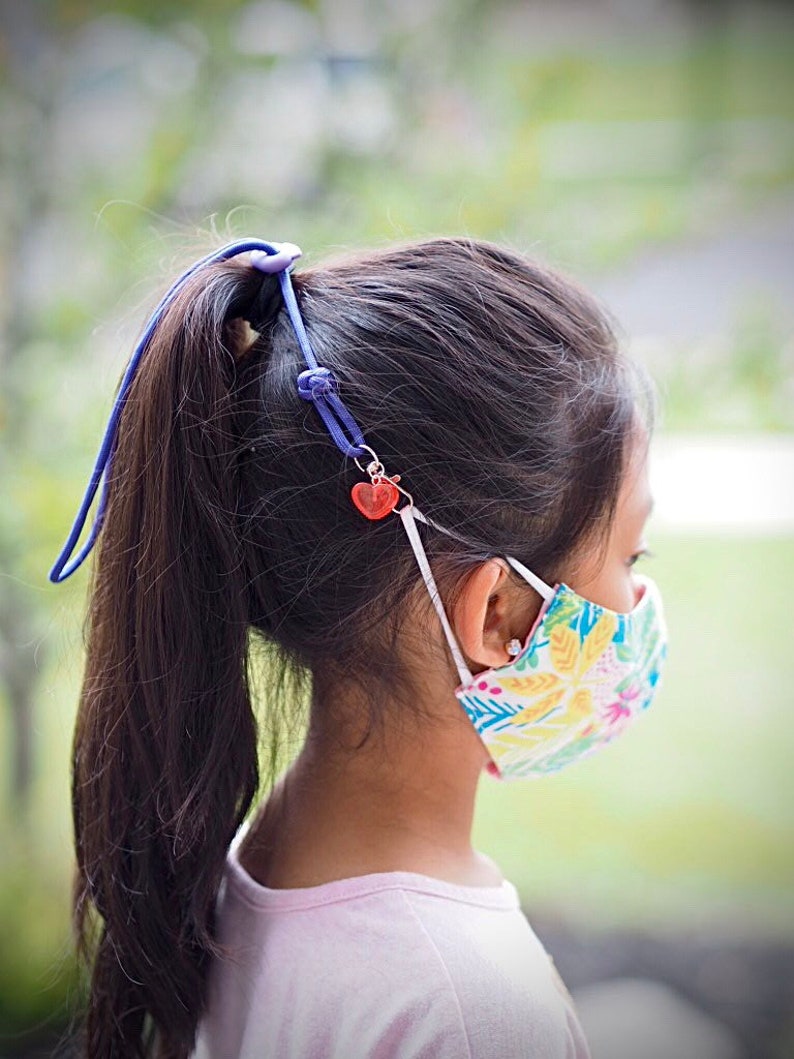Girls FACE MASK STRAP w/Heart Charms hang around neck Etsy