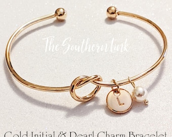 Personalized Initial Bridesmaid Gift, Bridesmaid Proposal Box, Tie the Knot Bracelet Jewelry, Custom Engraved Bridesmaid jewelry
