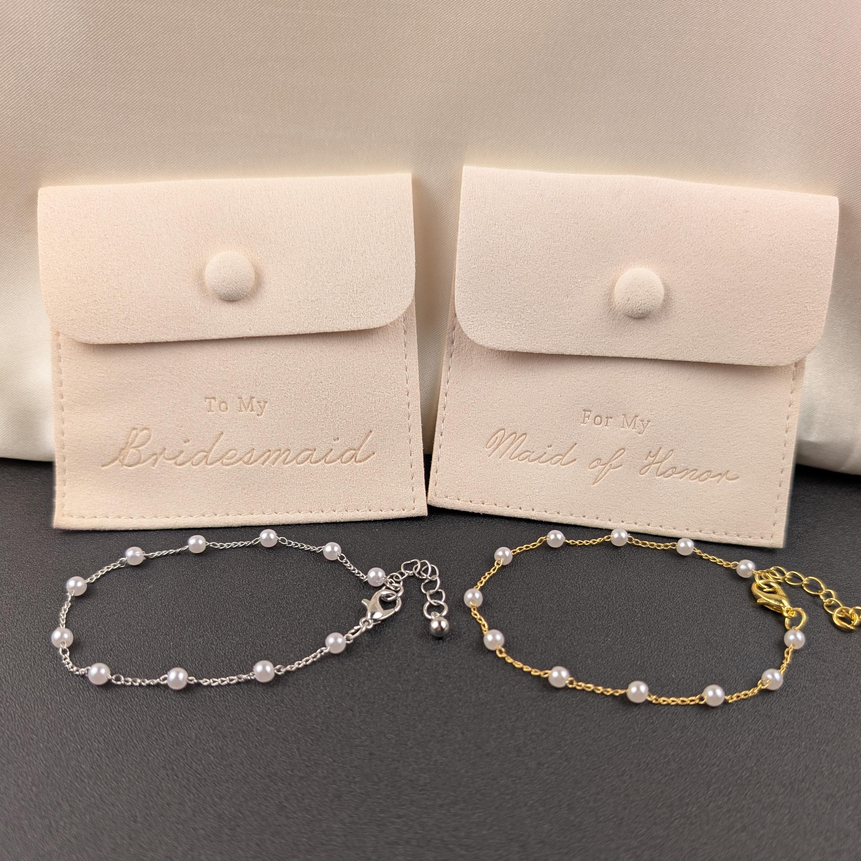 Pearl Bridesmaid Bracelet: Gold or Silver Plated, Adjustable, June Birthstone. Proposal Box, Bridal Party Favors, Bridal Party Jewelry