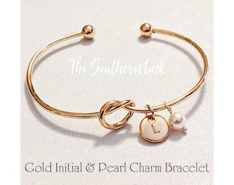Personalized Initial Bridesmaid Gift, Bridesmaid Proposal Box, Tie the Knot Bracelet Jewelry, Custom Engraved Bridesmaid jewelry
