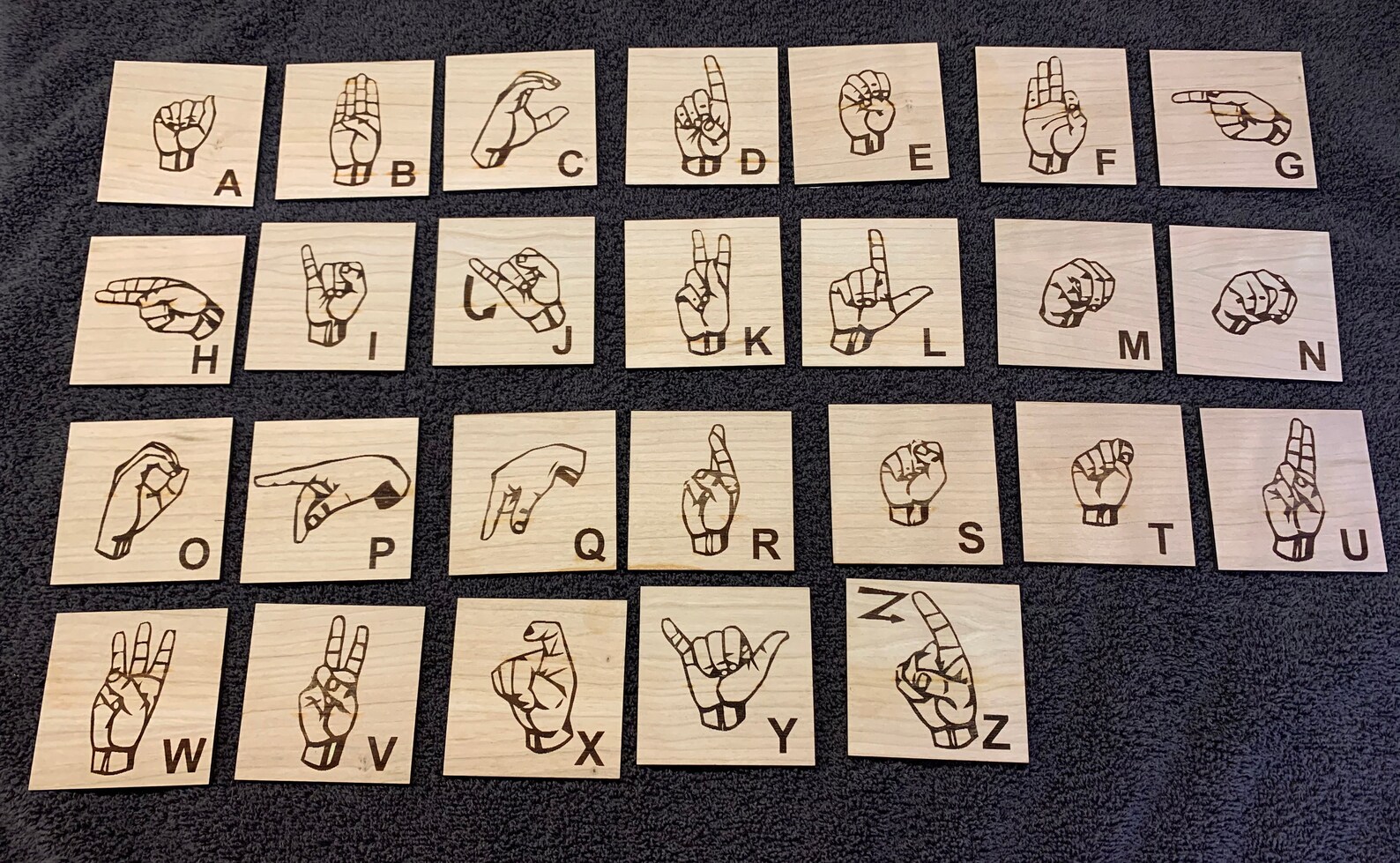 ASL Sign Language Wood Tiles Second Language ASL Wall Etsy