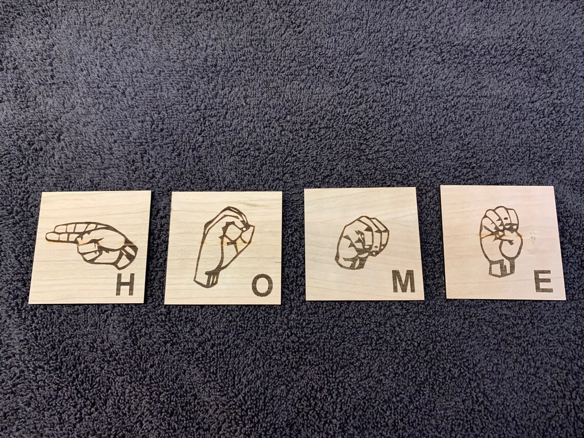 ASL Sign Language Wood Tiles Second Language ASL Wall Etsy