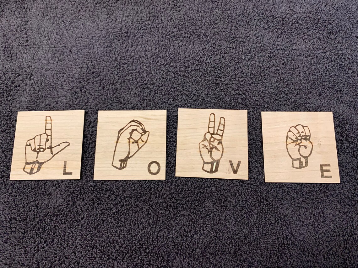 ASL Sign Language Wood Tiles Second Language ASL Wall Etsy