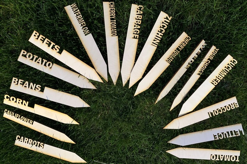 LARGE Wooden Garden Stakes Plant Name Stake Etsy