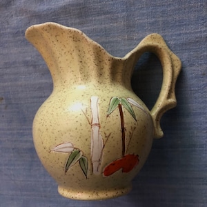 Small bamboo motif speckled pitcher . Made in Japan!