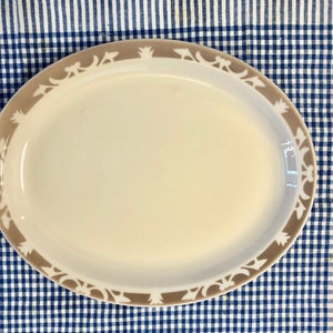 Vintage Syracuse China USA &quot;restaurant ware&quot; platter with dark beige border.