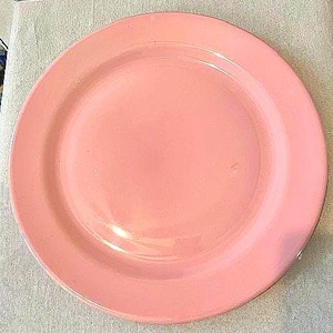 Very large circular Lu-ray pottery pink platter. Mid-century!