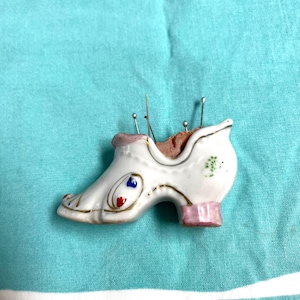 Porcelain shoe pincushion made in Japan