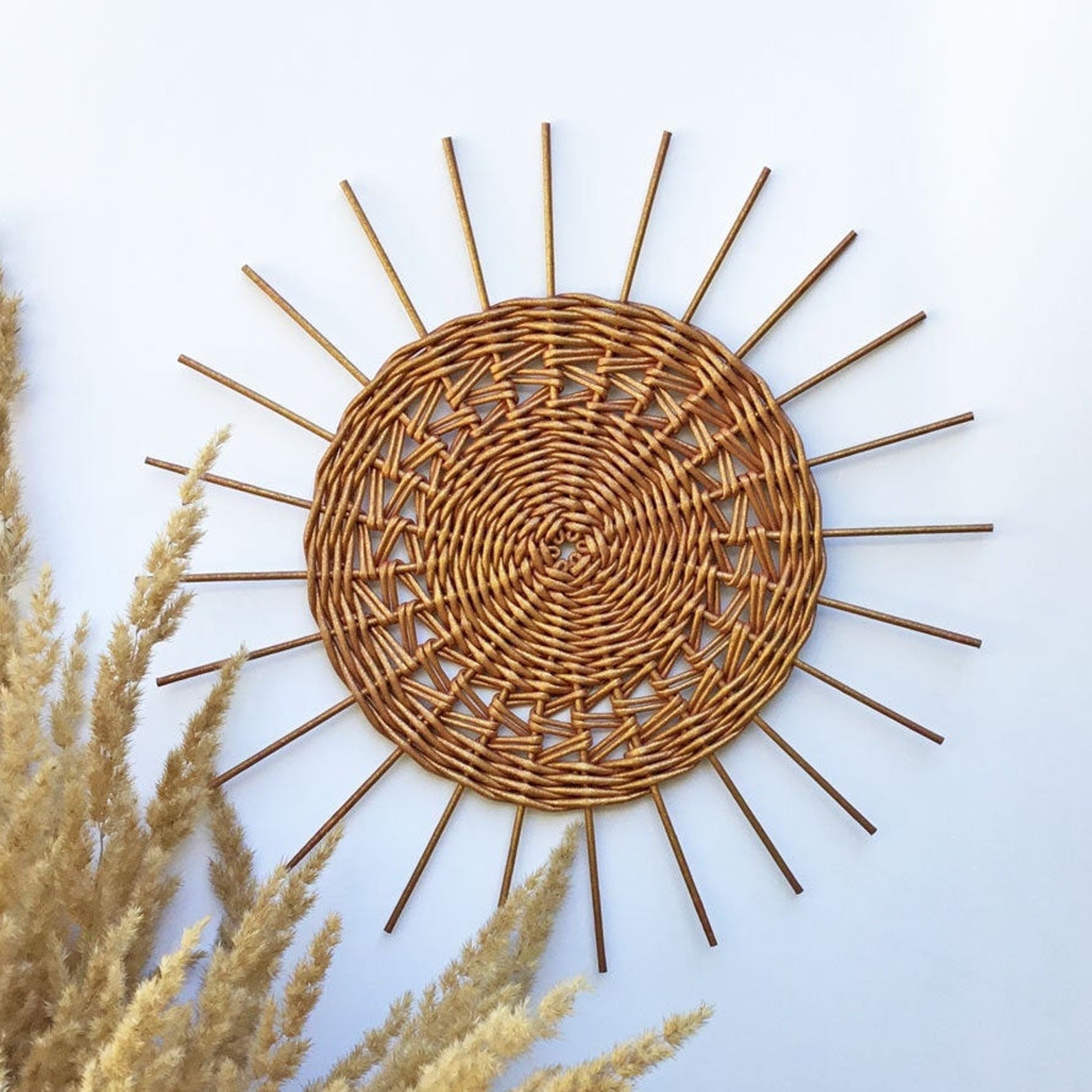 Gold sun wall decor Wall hanging sun Boho nursery decor Etsy