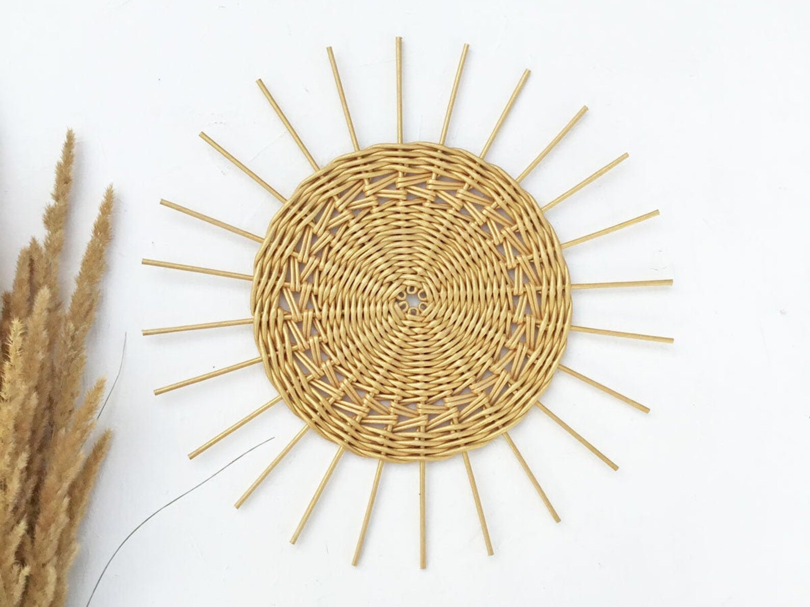 Gold sun wall decor Wall hanging sun Boho nursery decor Etsy