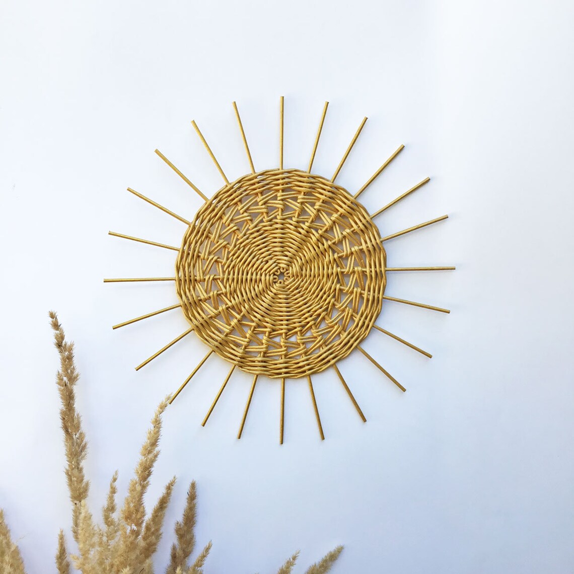 Gold sun wall decor Wall hanging sun Boho nursery decor Etsy