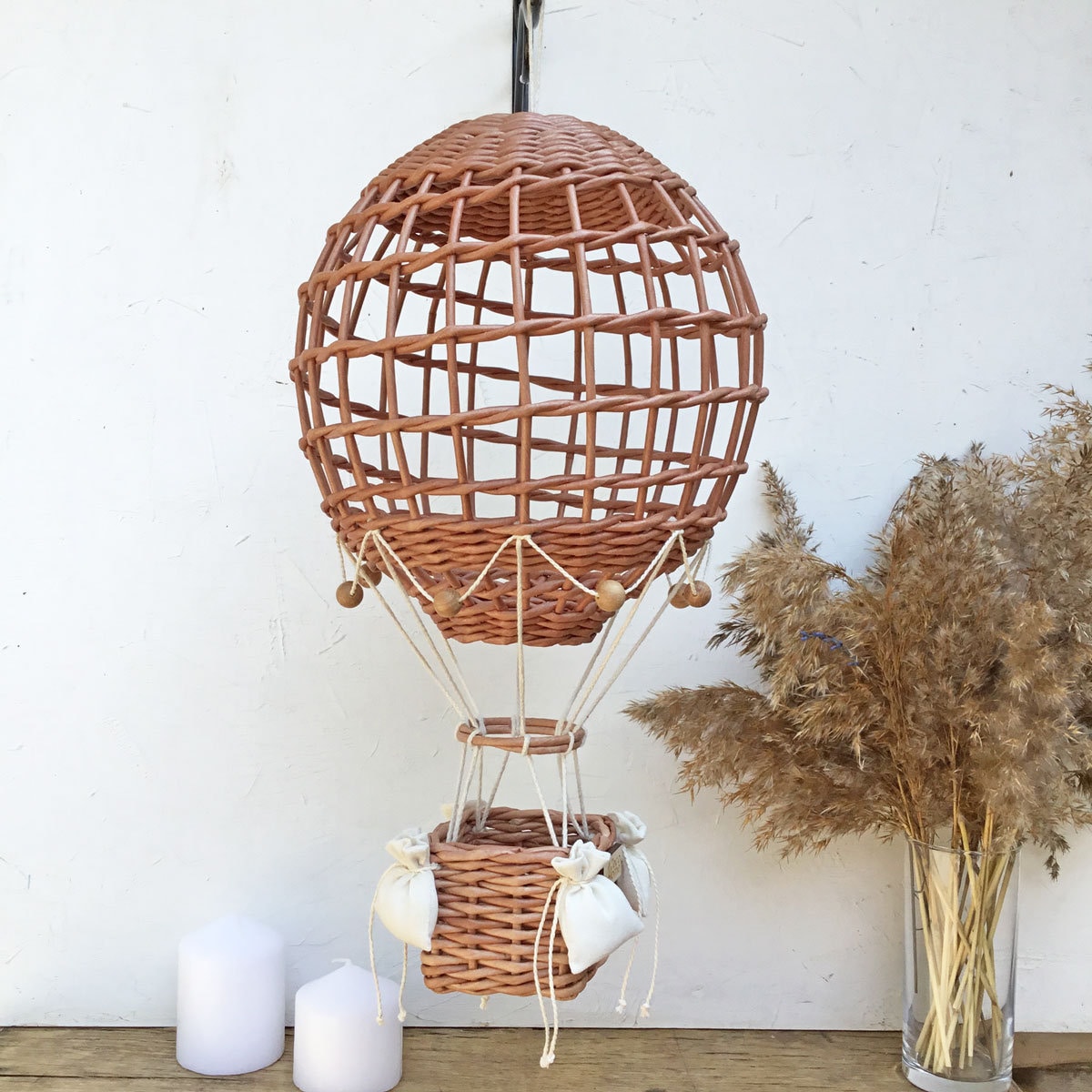 Hanging hot air balloon basket for adventure nursery or teen Etsy