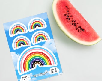 Pride For All Inclusive Gay Pride Regenbogen-Aufkleber - Bogen mit 7 Aufklebern / Fortschritt BIPOC Trans inclusive LGBTQ2 Gay Pride Auto-Laptopaufkleber