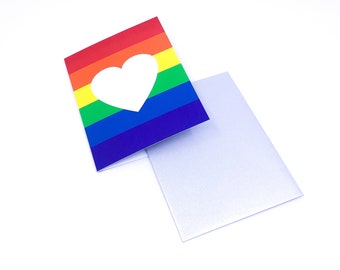 LGBTQ+ Love Greeting Note Card / Gay Pride Flag Blank Inside Writable Mailable Greeting Birthday Valentine’s Day Coming Out Card