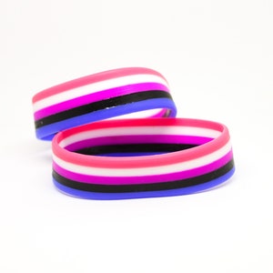 Genderfluid Pride Bracelet - Silicone Rubber Gender Fluid Pride Stretchy Bangle - Gender Identity Pride Men’s Women’s Jewelry Wrist Band