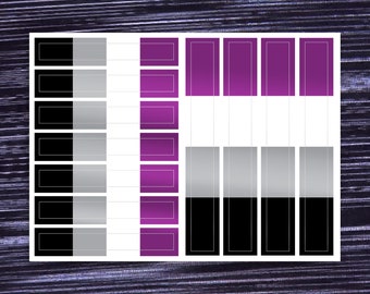 Asexual Pride Bar Stickers - Sheet of 11 Stickers / Asexual Ace Pride Car Laptop Decals /