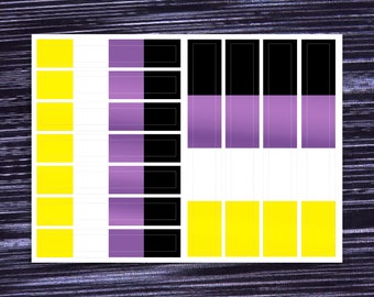 Non-Binary Pride Bar Stickers - Sheet of 11 Stickers / NonBinary Enby Pride Car Laptop Planner Sticker Decals