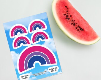 Bisexual Pride Regenbogen-Aufkleber - Bogen mit 7 Aufklebern / Bi Visible Pride Auto Laptop Wasserflasche Aufkleber
