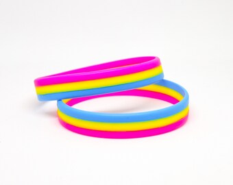 Bracelet de fierté pansexuelle - Bracelet extensible LGBT Pride en caoutchouc de silicone - Bracelet bijoux pour homme et femme LGBTQ2 Pan Pride