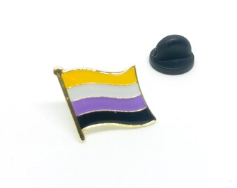 Non-Binary Pride Flag Pin -- Fly Your Flag -- Metal Lapel Pin Brooch NonBinary Enby Flag Pride Button LGBTQA2 Flag Pin