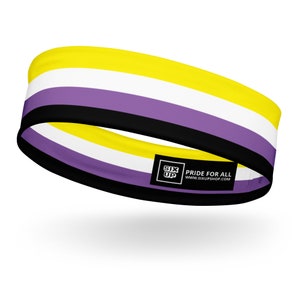 Non-Binary Pride Soft, Stretchy Headband, Comfy, Moisture-wicking Perfect Enby NB Pridewear Workout Gear Queer Sweatband