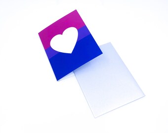 Bisexual Love Greeting Note Card / Bisexual Bi Flag Blank Inside Writable Mailable Greeting Birthday Valentine’s Day Coming Out Card