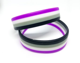 Bracelet de fierté asexuelle - Bracelet extensible de fierté asexuelle en caoutchouc de silicone - Bracelet de bijoux pour homme et femme Ace Pride LGBTQ2