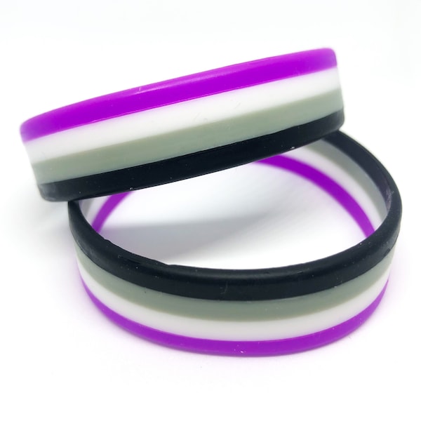 Asexual Pride Bracelet - Silicone Rubber Asexual Pride Stretchy Bangle - LGBTQ2 Ace Pride Men’s Women’s Jewelry Wrist Band