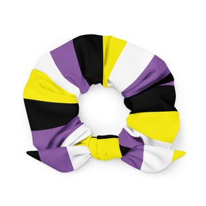 Non-Binary Pride Soft Stretchy Hair Scrunchie, Perfect Enby Non Binary Pridewear Hair Tie Elastic Accessory / Makes a Great Gift!