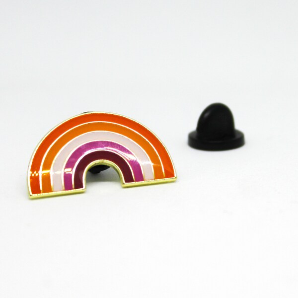 Lesbian Pride Rainbow Pin -- Fly Your Flag -- Metal Lapel Pin Brooch Rainbow Lez Pride Rainbow Pin