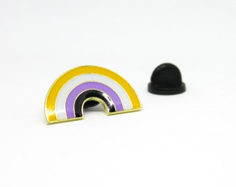 Non-Binary Pride Regenbogen Pin -- Fliegen Sie Ihre Flagge - Metall Anstecknadel Brosche Regenbogen Enby NB Pride Regenbogen Pin