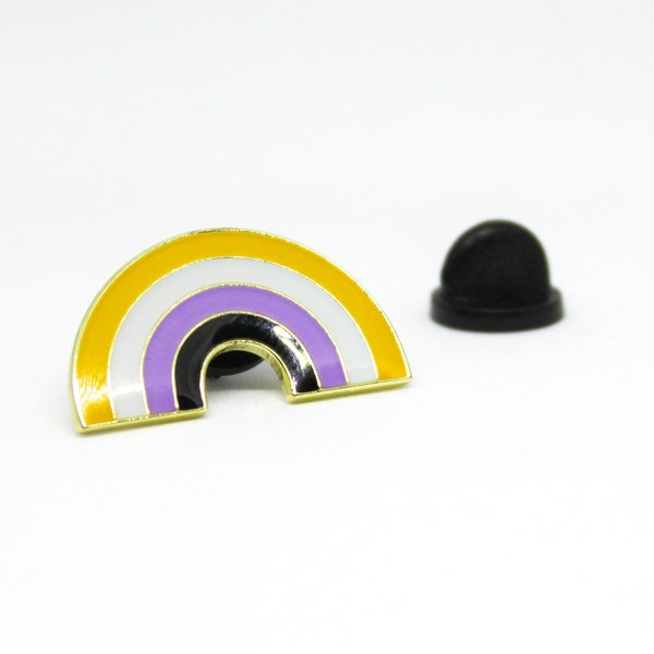 Non-Binary Pride Rainbow Pin -- Fly Your Flag -- Metal Lapel Pin Brooch Rainbow Enby NB Pride Rainbow Pin