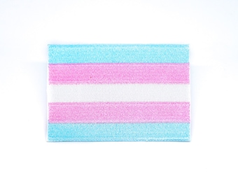 Transgender Pride Iron On Patch -- Fly Your Flag -- Embroidered Woven Trans Pride LGBTQA2 Patch To Iron or Sew On