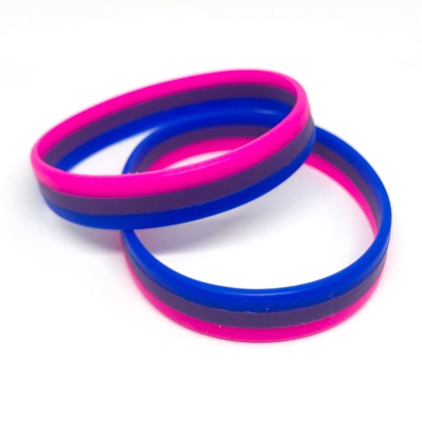 Bisexual Pride Bracelet - Silicone Rubber LGBT Pride Stretchy Bangle - LGBTQ2 Bi Pride Men’s Women’s Jewelry Wrist Band