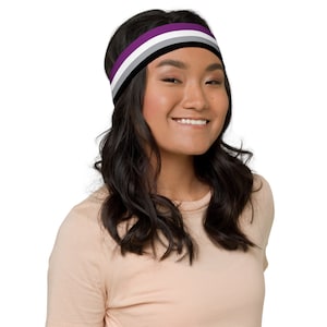 Weiches, dehnbares Stirnband für asexuelle Pride-Bewegung, bequem, feuchtigkeitsableitend, perfektes Sport- und Trainingsaccessoire für queere Menschen Bild 4