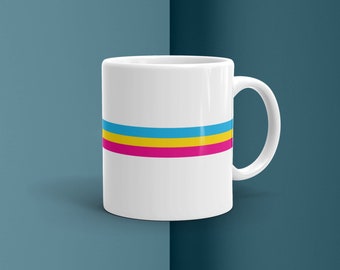 Pansexual Pride Stripe glänzende Keramik Kaffeetasse Teetasse / Subtile Pan Trinkgeschirr / Macht eine perfekte Tasse & ein tolles Geschenk!