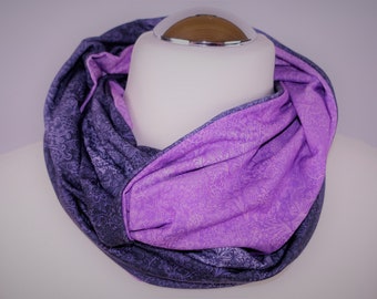 Loop | Loop scarf | Cotton jersey | 2-color "purple-lilac" | Pattern | washable | stretchy | handmade