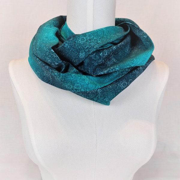 Loop | Loop scarf | Cotton jersey | Colour gradient "petrol-green" | Pattern | washable | stretchy | handmade