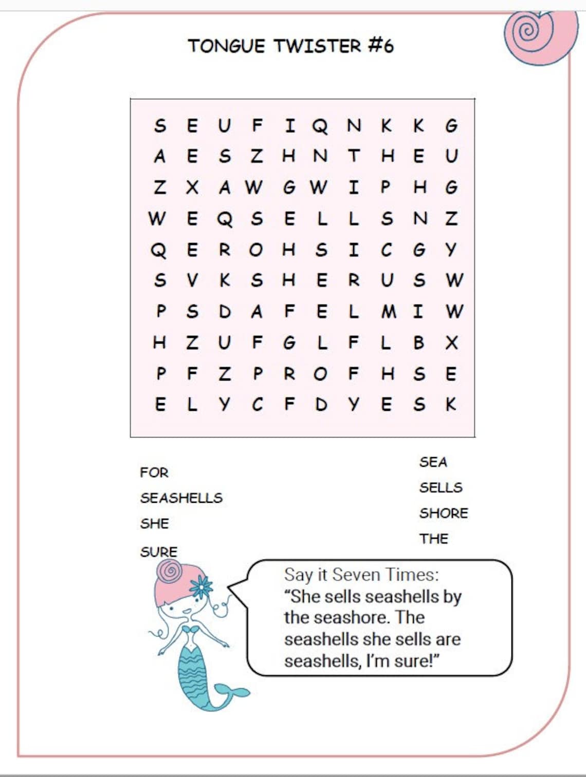 Under the Sea Mermaid Word Search Word Scramble Coloring And Etsy