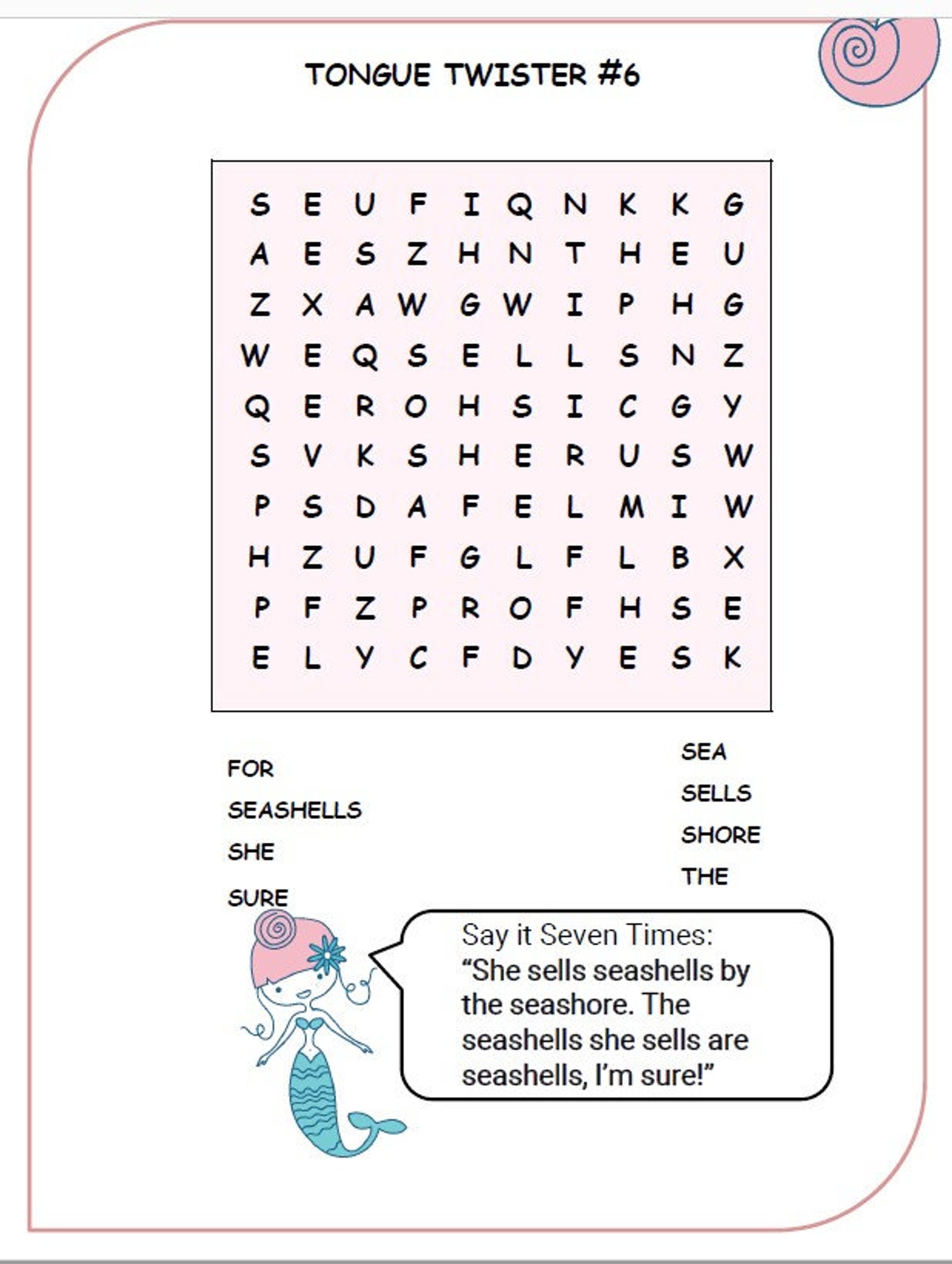 Under the Sea Mermaid Word Search Word Scramble Coloring And | Etsy
