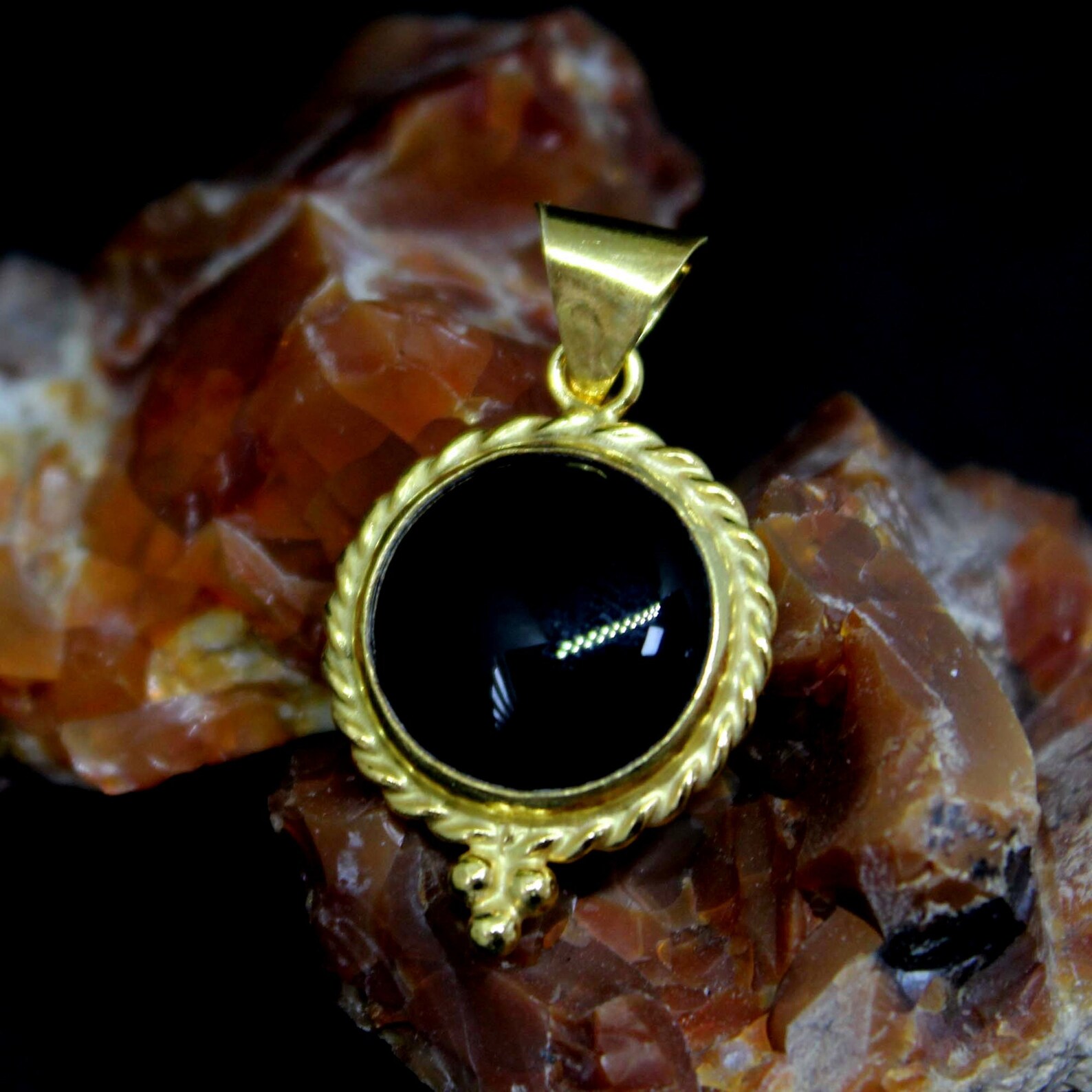 Natural Onyx Pendant 925K Sterling Silver Handmade Designer Etsy
